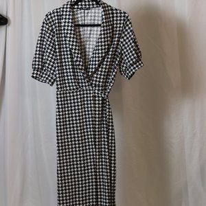 Houndstooth Wrap Dress